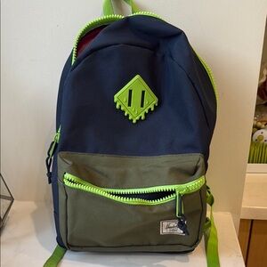 Herschel Supply Company Olive and Blue Backpack with Green Accents